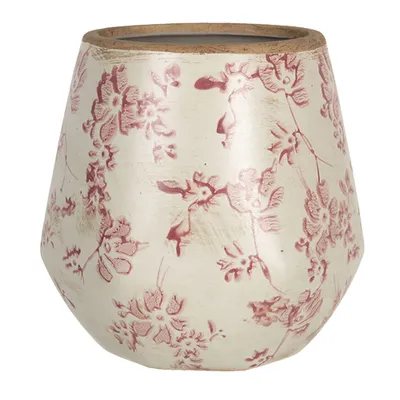 Obrázok produktu pre Clayre & Eef Kvetináč Ø 13x14 cm Béžová ružová keramika Okrúhle kvety