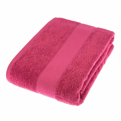 Image de HOMESCAPES Serviette de bain en tissu éponge 100 % coton 100 x 150 cm – Rose framboise