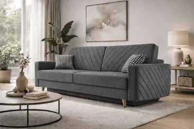 Produktbild von MOEBLO Schlafsofa CALIFORNIA – Sofa aus Samtstoff Couch für Wohnzimmer Sofagarnitur Polstersofa Wohnlandschaft Velours mit Bettfunktion, Bettkasten und Schlaffunktion (BxHxT): 230x96x97 cm -California - Kronos - 22 Grau