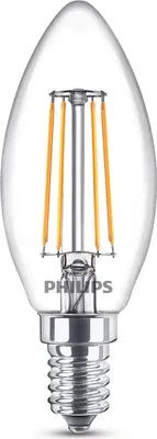 Produktbild von Philips Filament-Kerzenlampe, B35 E14 x6, transparent, 40 W, 4 W, 40 W, E14, 470 lm, 15000 h, Warmweiß
