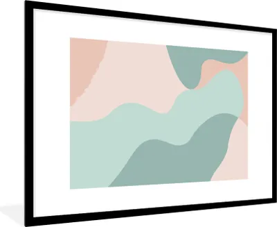 Produktbild von MuchoWow® Gerahmtes Poster Sommer - Formen - Abstrakt 90x60 cm - Poster mit Schwarzem Bilderrahmen Wandposter Rahmen Foto Bilder - Wanddekoration - Fotos