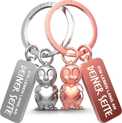 Produktbild von Frosty Pinguin-Schmuck für Paare - 2 Pinguine mit Herz - Glücksbringer Freundin - Partnerliebe Jubiläumsgeschenk