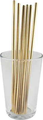 Produktbild von 6x Gerade Trinkhalme aus Metall - Gold