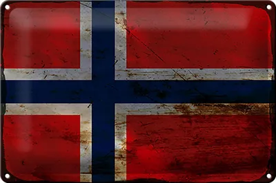 Produktbild von Blechschild Flagge Norwegen 30x20cm Flag Norway Rost