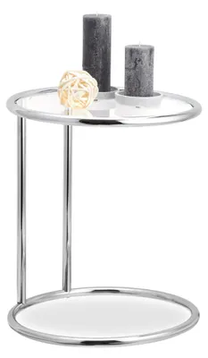 Runder Beistelltisch, Glasplatte, Metallgestell, HxØ 53x45 cm, silber