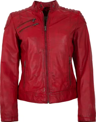 Produktbild von 7eleven - Damen Lederjacke Lammnappa rot : 34