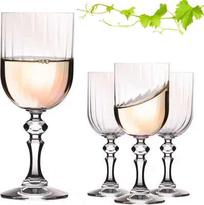 Produktbild von IMPERIAL geriffelte Weingläser 320ml "Prag" Set 4-Teilig Weißweingläser aus Crystalline Glas Spülmaschinenfest Vintage