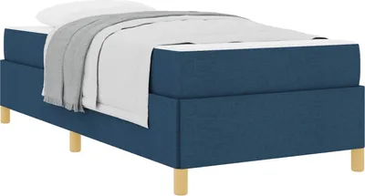 Image de Cadre de lit avec matelas Bleu 100 x 200 cm tissu