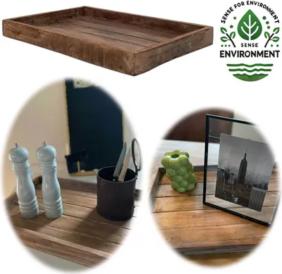 Produktbild von LS-LebenStil Holz Unika Dekotablett 40x30cm Braun ️ Fundholz Frühstückstablett Serviertablett Kerzentablett Deko-Tablett Holztablett Küchentablett