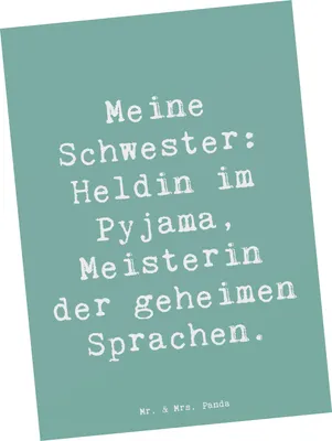 Produktbild von Mr. & Mrs. Panda Postkarte Spruch Schwester Heldin - Meeresbrise - Geschenk, Postkarten, persönliche Erinnerungen, Bindung, Grußkarte, beste Freundin, Geschwisterliebe
