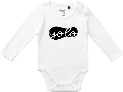 Produktbild von Huuraa Baby Body YOLO you only live once 80 White  Baumwolle Fairtrade Langarmbody Geschenkidee