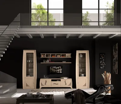 Produktbild von Wohnwände Set Vitrine TV Kommode Wandregale Kommoden Schrank Holz Möbel 5 tlg.