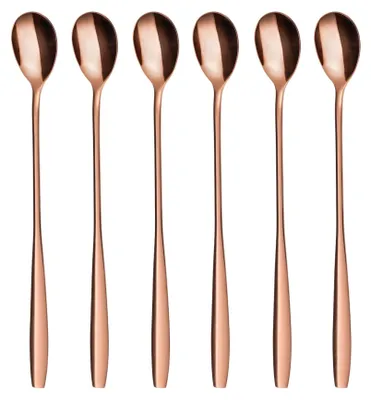 Longdrinklepel-Set 6er, Edelstahl, rotgold, 22 cm