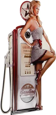 Immagine prodotto di Moritz insegna di latta Gasoline Frau an Zapfsäuke 44 x 70 vintage retro nostalgia decorazione in metallo