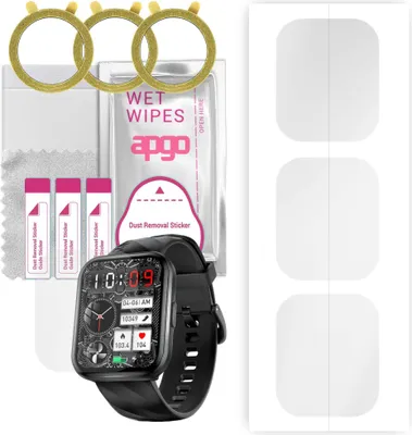 Produktbild von apgo 3 Stück Schutzfolie, klar, kompatibel mit Kumi KU6 Meta Smartwatch, Hydrogel Displayschutzfolie mit Positionierhilfe, Displayfolie, robust und kratzfest