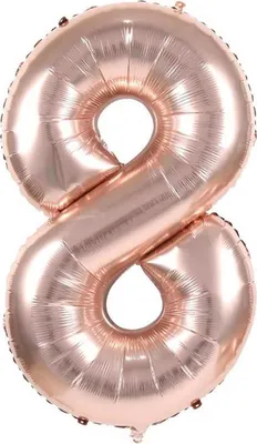 Produktbild von Folienballon Zahl 8, ca. 40 cm, rosegold, für Luftbefüllung