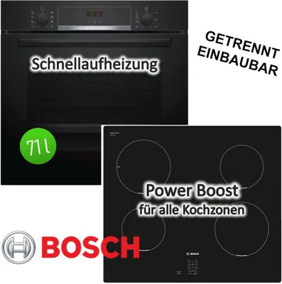 Produktbild von Herdset BOSCH Backofen mit Induktionskochfeld schwarz - autark, 60 cm