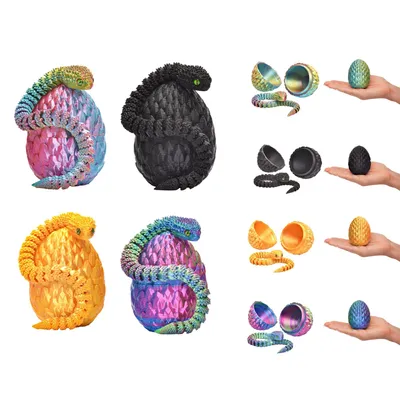 Produktbild von 3D Schlangen im Ei – 4er-Set Farbige Überraschungseier mit Schlangenfiguren | Realistische Spielzeugtiere für Kinder | Bunte Fantasy-Figuren zum Samme