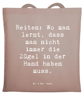 Produktbild von Mr. & Mrs. Panda Shopping Tasche Spruch Reiten Freiheit - Braun Pastell - Geschenk, Pferdefreundschaft, Uni, Schultasche, Sportler Geschenke, Sportart, studententasche