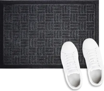 Zdjęcie produktu dla Wycieraczka 40x60cm Czarna Kratka Prostokątna Domowa Mata Nieprzemakalna