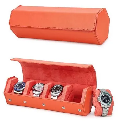 Productafbeelding van Solidchoice - Zeshoekige Horlogedoos voor 4 Horloges van Echt Leer