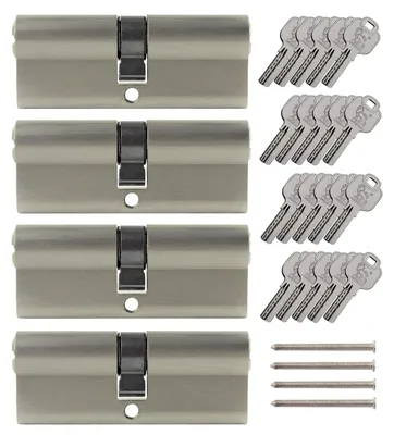 Produktbild von Schließzylinder Profilzylinder Doppelzylinder - gleichschließend - 80 mm - 40/40 - Set mit 4 Stück - 20 Wendeschlüssel