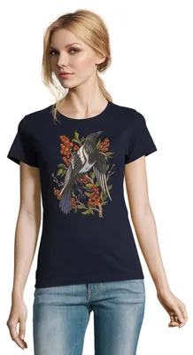 Produktbild von Damen Rabe Krähe Vogel Preiselbeere Pflanzen Wald Fun Motiv