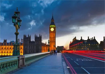 Produktbild von Wallario Poster - London- Big Ben bei Nacht, Kunstdruck Größe: 70 x 100 cm