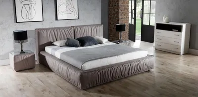Immagine prodotto di Letto Marrone Camera da letto Legno Mobili Tessile Design Classico Stile Art Deco Nuovo