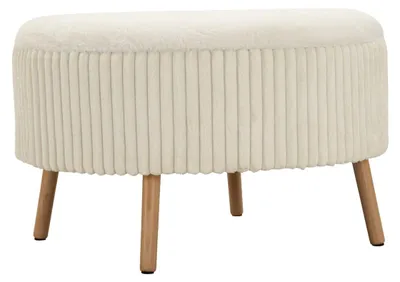 Image de Pouf rond Goteborg en tissu blanc