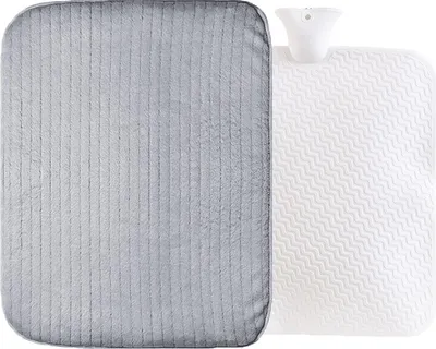 Produktbild von XXXL Wärmflasche groß 9 Liter mit Bezug, Grau und Weiches Fleece Wärmflaschenbezug, zur Schmerzlinderung Nacken Schultern Füße Handwärmer