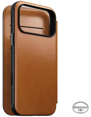 Produktbild von Handyhülle mit Klappe für iPhone 18 Pro Max / 17 Pro Max, Nomad Modern Leather Folio Horween Series mit MagSafe, Hellbraun