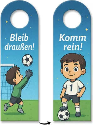 Produktbild von Fußball Kind Cartoon Bleib draußen! Komm rein! Türhänger