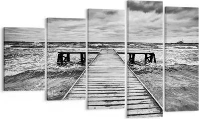 Produktbild von Bild auf Leinwand - Leinwandbild - Brücke Meer Welle - 100x60cm - Wand Bild - Wanddeko - Wandbilder - Leinwanddruck - Bilder - Kunstdruck - Wanddekoration - Leinwand bilder - Wandkunst - EG100x60-3637