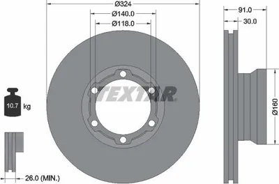 Produktbild von 2x TEXTAR Bremsscheibe 93087600 passend für MERCEDES-BENZ T2/LN1 Kasten/Kombi