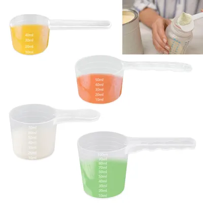 4 Kunststoff-Messlöffel, 40–100 ml, transparent, ABS