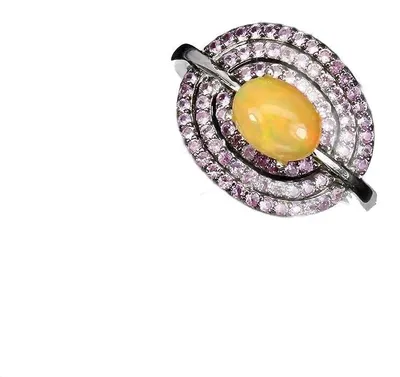 Produktbild von Silberring mit Opal und Saphiren, Größe 17,5