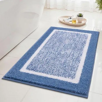 Produktbild von Ibenzoa® Badematte – weich & wasserabsorbierend, rutschfest, maschinenwaschbar, Blau 50 x 80 cm für Dusche & WC