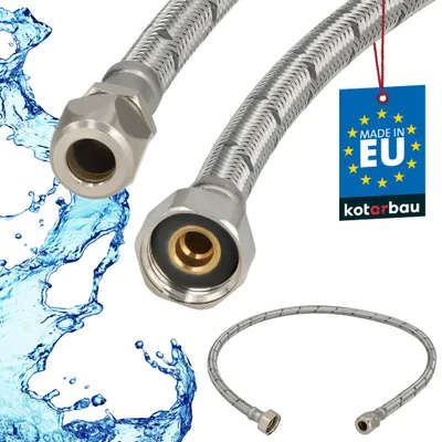 Obrázek produktu pro KOTARBAU® Flexibilní hadice Vodní hadice 80 cm Zesílená hadice 1/2“ x 3/8“ vnější průměr x stlačovací přípojka pro armatury a sanitární hadice Pro vodovodní kohoutek