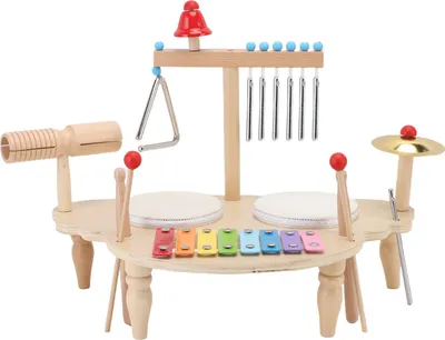 Obrázek produktu pro Dětská hudební stanice Drum Glockenspiel Chime Bell Triangle Cymbal Multifunkční dětská sada bicích nástrojů
