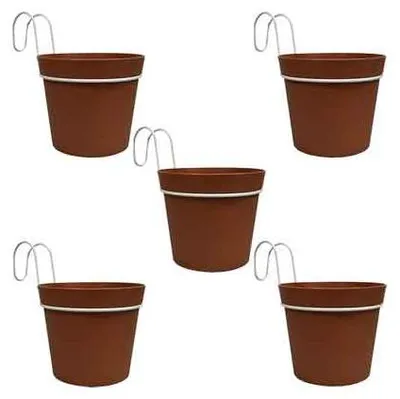 Productafbeelding van Bloempot met balkonbak, "pop-up" model, diameter 12 cm, hoogte 13 cm, kleur: antraciet