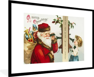 Produktbild von MuchoWow® Gerahmtes Poster Kunst - Weihnachten - Weihnachtsmann 90x60 cm - Poster mit Schwarzem Bilderrahmen Wandposter Rahmen Foto Bilder - Wanddekoration - Fotos