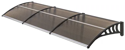 Image de Store de porte et de fenêtre en aluminium et polycarbonate | Couleur : marron | Dimensions : 303 x 96 x 27 cm