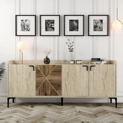 Immagine prodotto di Skye Decor, Venedik - Noce, Travertino, Consolle, 100 % PANNELLI DI PARTICELLE RIVESTITI IN MELAMMINA, Noce, 180 x 35 x 78 cm