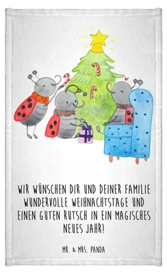 Produktbild von Mr. & Mrs. Panda Handtuch Weihnachten Smörle - Weiß - Geschenk, Klein, Gästetuch, Pfefferminzstange, Weihnachtsdeko, badezimmer, Tannennadeln, Frotteetuch, Weihnachtsbaum