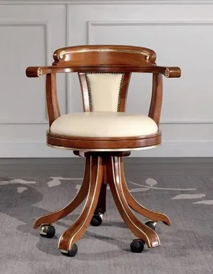 Produktbild von Chef Sessel Büro Holz Landhaus Stil Arbeitszimmer Sessel Möbel Weiß Drehbar Neu