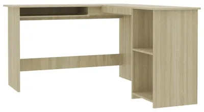 Image de Bureau d'angle en bois imitation chêne Sonoma - 120x140x75 cm - Bureau informatique pour bureau
