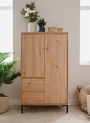 Produktbild von Highboard "Korsika" in Nachbildung Artisan Oak. Abmessungen (BxHxT) 81x139x40 cm