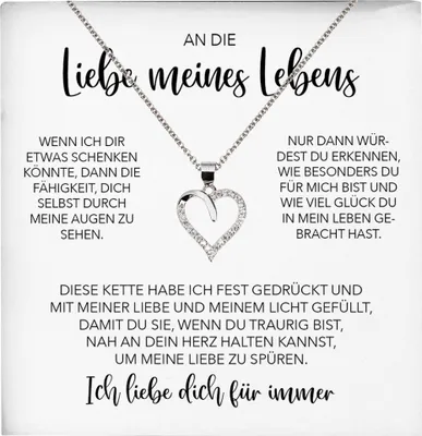 Produktbild von 22Feels Ich Liebe Dich Frauen Geschenk "Meines Lebens" Ehefrau Freundin Herz Halskette Valentinstag Hochzeitstag Jahrestag (Damen Silber 925/000 Schmuck)