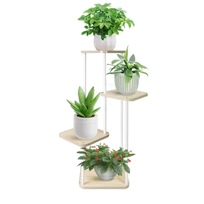 Produktbild von 4 Etagen Pflanzenständer Blumenständer platzsparender aus Metall für Balkon Garten Wohnzimmer
